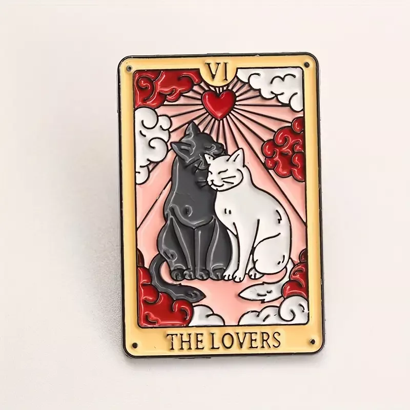 Tarotová karta "LOVERS" kočky odznáček