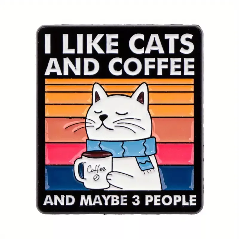 vtipný odznak odznáček pro introverty kočka káva