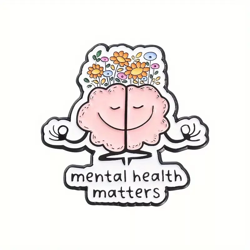 odznak odznáček mozek květiny mentální zdraví je důležité
